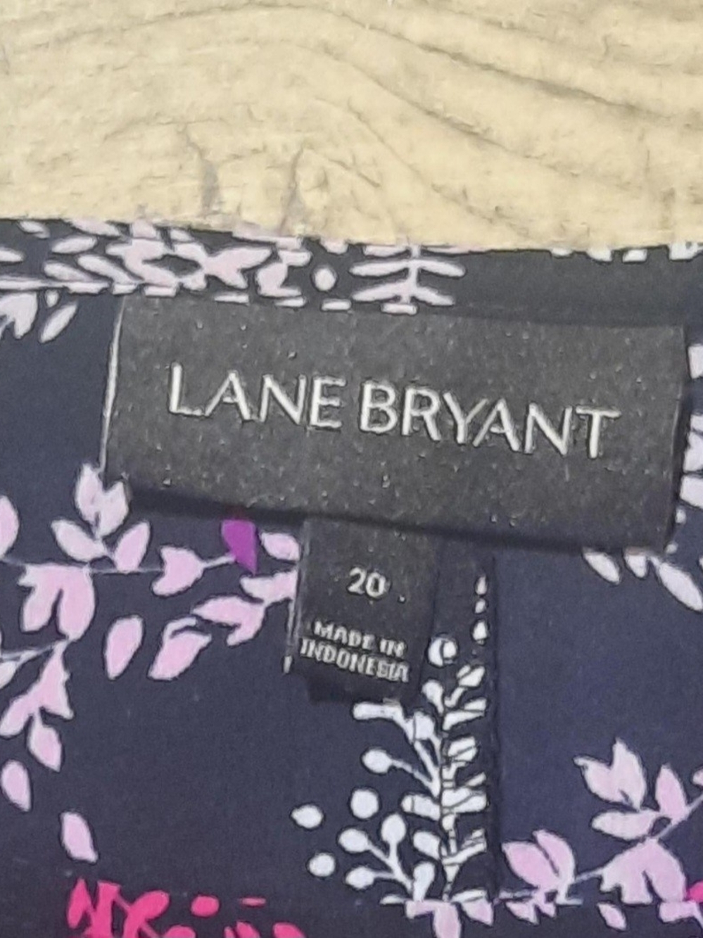 Lane Bryant Navy Floral Short-Sleeve Blouse with Pink & Light Blue Accents - Picture 2 of 5
